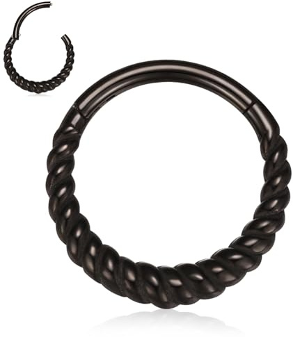 hengkaixuan Piercing per setto nasale da 16 G, anello clicker per setto nasale, gioielli da donna, in acciaio inossidabile, anello ad anello per cartilagine Daith, segmento, trago, elice, conchiglia