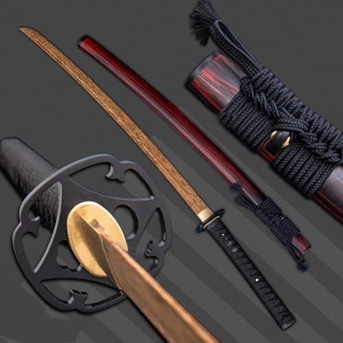 HJHUUA Bokken Hecho a Mano,Espada samurái Japonesa de Madera,Katana de Entrenamiento de wengué Natural para Entrenamiento de Kendo,Cosplay,Regalos,exhibiciones,Fiestas y Accesorios - 103 cm