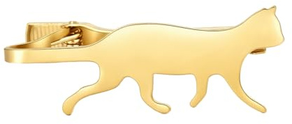 STJARNA Lustig Krawattenklammer Gold Katze Herren Edelstahl Krawattennadel 4.5cm für Normale Schmale Krawatten