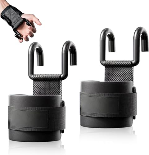 Zughilfen Krafttraining, 10mm Gepolstert Handgelenkschutz Fitness Powerlifting Weight Lifting Hook Zughilfen Gym Anheben der Klimmzughaken für Muskulatur