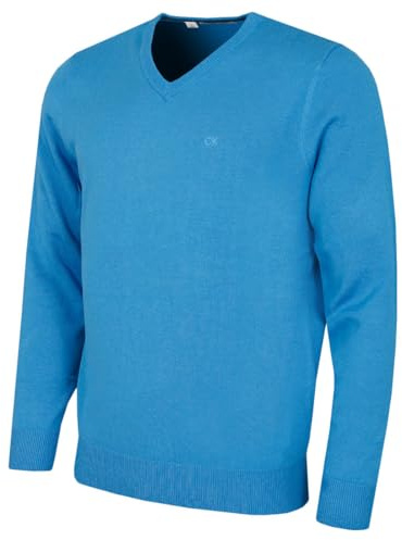 Calvin Klein Hombre con Cuello en v Algod�n su�TER - Azul Verano - XXL