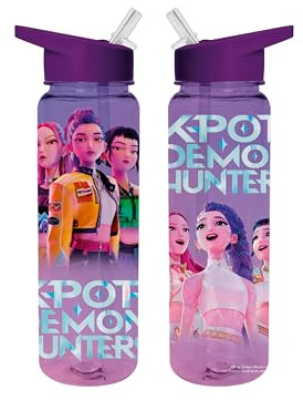 CYPBRANDS- K-Pop Demon Hunters, Huntrix, Flaska, Vattenflaska, Citronflaska, Kapacitet 500 ml, Lila, Officiell Produkt