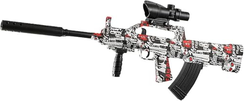 Splatter Gel Ball Blaster Gun Automatic, Full-auto and semi-auto with 20000+ Ammo and Goggles, Electric Long Range Toy Gun for Shooting Team Games Outdoor Activities Ages 12+ (red camouflage)