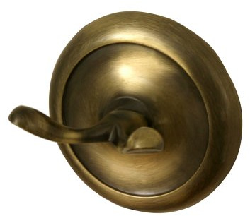 Bisk 00408 Deco Double Wall Hook in Antique Brass, 7.5 x 6 x 7.5 cm