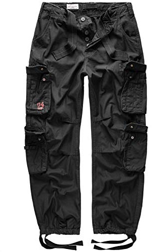 Surplus Raw Vintage Airborne Herren Cargo Hose, schwarz, XL