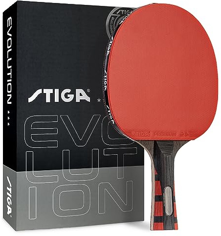 STIGA Evolution Performance Ping Pong Paddle - 6-ply Light Blade - 2mm Tournament-Approved Premium Sponge - Flared Handle for Next-Gen Grip & Control - Performance Table Tennis Racket