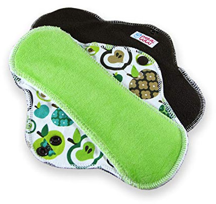 Petit Lulu 3er Pack Wiederverwendbare Menstruationsbinden (Classic), Waschbare Slipeinlagen, Stoffbinden (Größe: Slip, Standard, Ultra) (Äpfel, Stoffbinden STANDARD - 3 Stk)