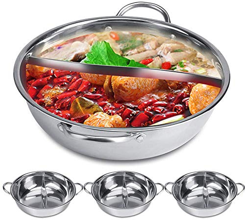 Olla de cocina de 30/32 cm, olla de pato mandarina, herramienta de cocina de acero inoxidable, doble olla de inducción Shabu (30 cm)