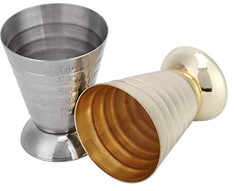 2 Pcs Bar Tasse À Mesurer Cocktail Jigger Multifonction 304 En Acier Inoxydable Vin Cocktail Jigger Barman Once Cup Bar Fourniture pour Extérieur Intérieur Partie 75 ml