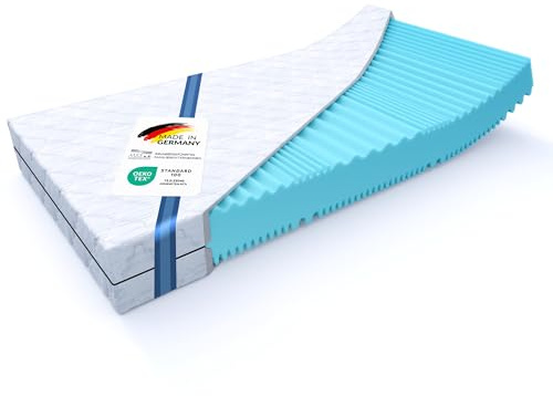 MSS e.K. 2 Liegehärten in Einer Matratze H4/H5 hart/sehr hart | Wendematratze Aqua Deluxe | Höhe 19 cm | 140 x 180 cm | 7 Zonen | Komfortschaum | hochwertiger Microfaserbezug