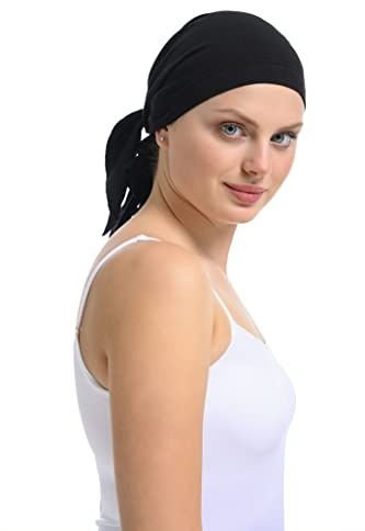 Bamboo and Cotton Unisex Bandana, Chemo Headwear, Hair Loss Bandana (Black)