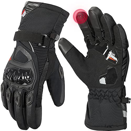 KEMIMOTO Winter Motorradhandschuhe, Motorrad Handschuhe Winter, Wasserdicht, für Motorradfahren, Skifahren, Roller