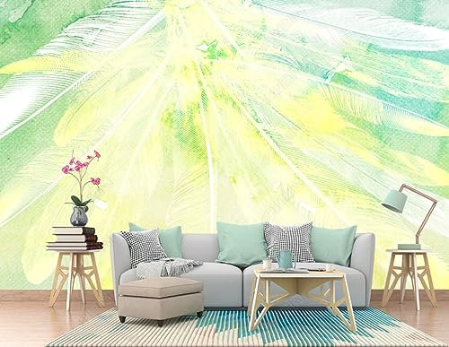 3D Efecto Pluma De Tinta Amarilla Fotomurales Mural Papel Pintado Pared Salón Dormitorio Pasillo Moderna Decoración De Pared 150(W) X105(H) Cm