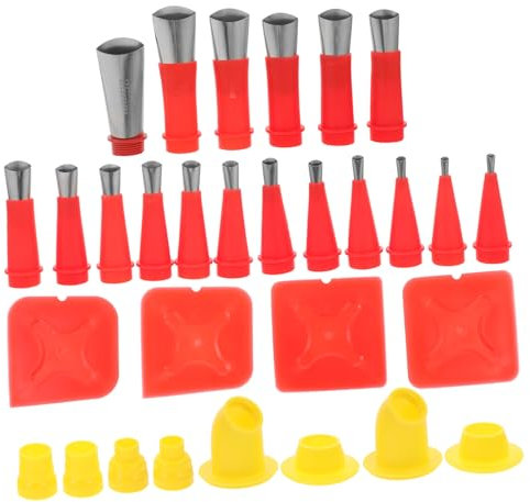 Gadpiparty Dichtungsdüse Satz Edelstahl Dichtungs Finishing Werkzeug mit 18 Düsen 6 Sockeln 2, 4 Schabern Ergonomisch Wiederverwendbar für Küche Bad Fenster Heimwerker und Anwendung