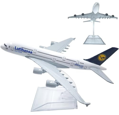 YGCHEN Flugzeug Modell Legierung A380 Lufthansa Flugzeugmodell 1/400 Skala Diecast Flugzeug Metallmodell mit Ständer Luftfahrt Enthusiasten Miniaturmodelle Sammlung Spielzeug