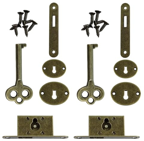 bociloy 2Pcs Antique Bronze Mini Locks, Full Mortise Decorative Locks with Keys and Screws for Jewelry Box, Cabinet, Drawer, Wardrobe, Small Wooden Box