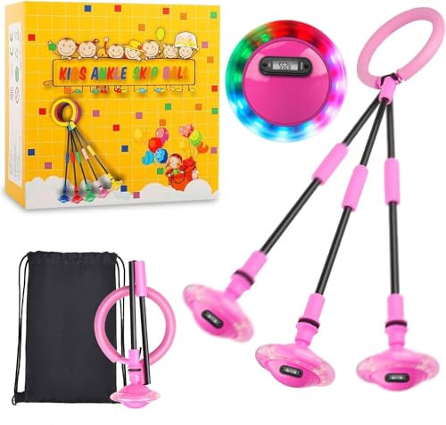 Kinder Blinkender Springring,Blinkt Schaukelball,Swing Wheel mit Zähler,Timer,Kalorienzähler,Faltbarer Flash Jumping Ball,Fettverbrennungsspiel für Kinder und Erwachsene, ​Outdoor-Hüpfspiel