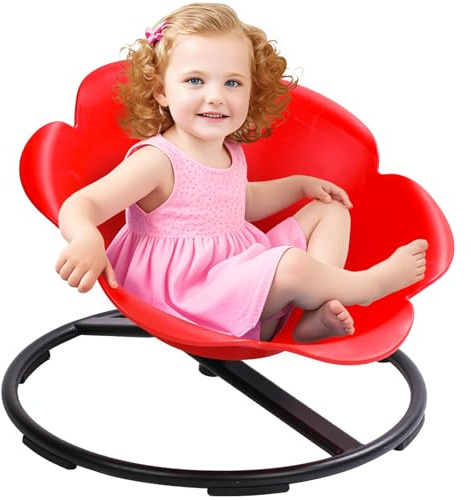 NeoKaleido Sedia girevole sensoriale per bambini, seduta bilanciata con petali viola, sedia rotante per interni, per bambini dai 3 anni in su, base in metallo antiscivolo (rosa)