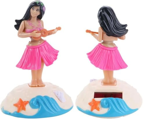Sndperiexam 1 Pc Pink Solar Powered Dancing Figures Decoration -Hawaii Shaking Head Ornaments Hula Dance Girl -Car Dashboard Interior Decoration Desktop Ornaments,Solar Power Kits (4.13 x 2.56)