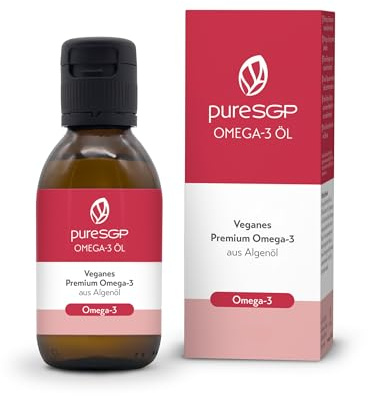 pureSGP® Omega-3 Öl: Reines pflanzliches Omega-3-100 ml - Algenöl mit EPA und DHA hochdosiert, angereichert mit Vitamin D3 und Olivenöl. Zitronig-frischer Geschmack & hohe Bioverfügbarkeit.