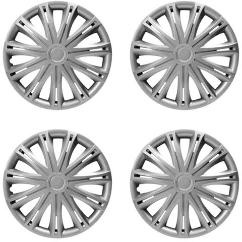 Shield Autocare Car Wheel Trims | Set of 4 Hub Caps Universal Fit Cover Protectors (Spark, Silver, 17 Inch)