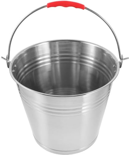 Happyyami Secchio Alimentazione Cavalli Manico 10L in Metallo Inossidabile per Puledri, Mangime e Bagno Cavalli, Contenitore Multiuso per Azienda