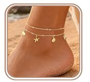 FUNEIA Bracelets de Cheville pour Femme Or Argent Chaine Cheville bijoux | Imperméable Chaine Cheville pour Femme Réglable Papillon CZ Trèfle à quatre feuilles Coquillage Bracelets L'éTé Plage Cadeau