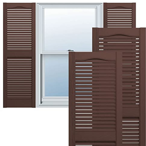 Lifetime Vinyl LL1S14X03900FB Standard Cathedral Top Center Mullion, Open Louver Vinile Persiane, w/Installazione Shutter-Lok's & viti corrispondenti (per coppia), 36,5 cm L x 99,9 cm, marrone