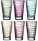 Leonardo Vario Trink-Gläser 6er Set, buntes Gläser-Set mit Muster, spülmaschinengeeignete Saft-Gläser, Glas Trink-Becher in 6 Farben 280ml, Bunt, 047285