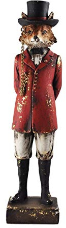 Estatua de zorro de caza, estilo vintage, decoración de resina, estilo steampunk, fantasía, animales elegantes, 26,5 cm de alto