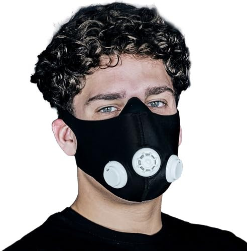 MATCHU - Trainingsmaske - Erhöhungsmaske - Sportmaske - Trainings mask - Lernen, mit weniger Sauerstoff auszukommen - Inklusive 3 Luftfilter - Fitnesstraining - Schwarz -