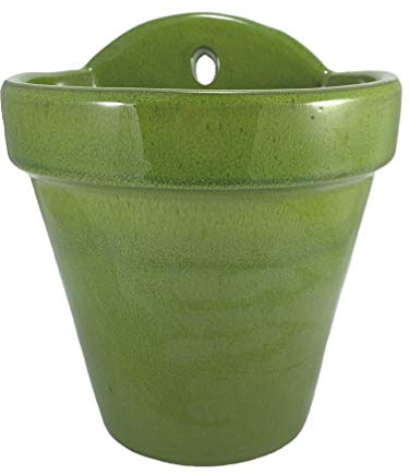 Maceta Colgante Maceta Colgar Pared Barro Esmalte Exterior (18 cms, Verde Claro)