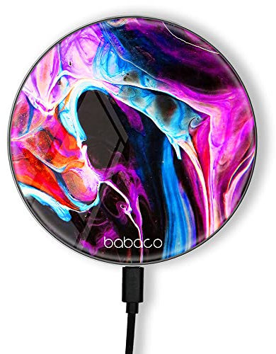 ERT GROUP Chargeur à Induction Original et sous Licence Officielle Babaco, modèle Abstract 026, Station de Chargement sans Fil en Verre, câble Micro USB 1 mètre 10 W