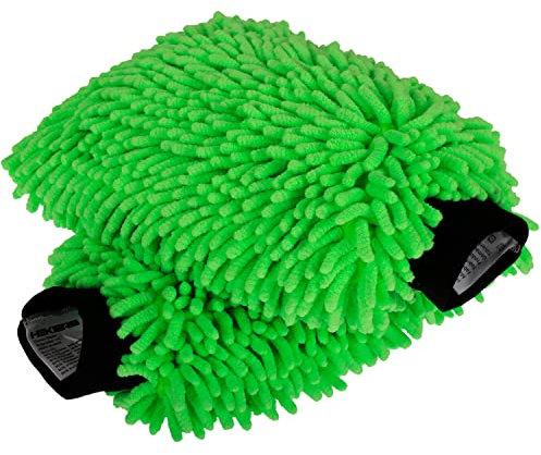 Mikrofaser Auto-Waschhandschuh - schonende Auto- & Motorrad Pflege - weicher Wasch Handschuh für Lack, Glas, Spiegel, Amatur und Felgen - reinigungzubehör reinigungsbedarf