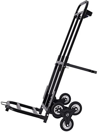 Carretilla plegable para subir escaleras, 6 ruedas, de acero, capacidad de carga de hasta 210 kg, altura ajustable del reposabrazos