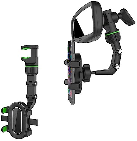 OUBELI Soporte para Teléfono con Espejo retrovisor Parasol para Automóvil. Soporte versátil para teléfono con rotación de 360 Grados y Ajuste, Compatible con Todos los Smartphones.