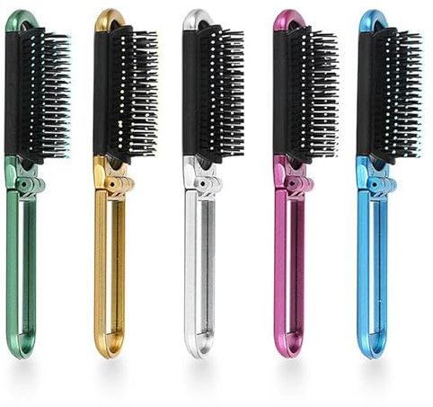 VIDSTM 5 Stück Mini Haarbürste Faltbar, Reisebürste Mit Spiegel, Reise Haarbürste Weich und Bequem für Langes Haar, Kurzes Haar, Lockiges Haar, Glattes Haar (Polychromatisch)