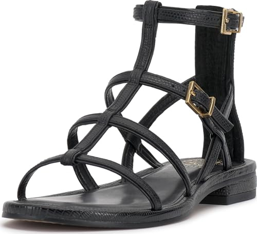 Vince Camuto Women's Luane Gladiator Flat Sandal, Black, 7.5