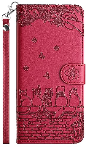 FALUWONRU Coque pour Xiaomi Redmi Note 14 4G, Housse de Protection Etui à Pochette de Portefeuille Rabat Premium en Cuir PU【Fermeture Magnétique】【Boîtier avec Support】,Rouge