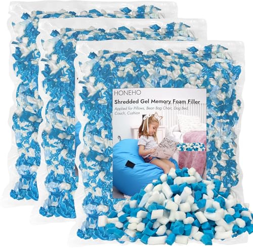 HONEHO 6,6 kg geschredderte Gel-Memory-Schaum-Füllung, bequeme und weiche Sitzsack-Füllung, Memory-Schaum-Füllung für Kühlkissen, Sitzsack, Stofftiere, Hundebett, Couchkissen