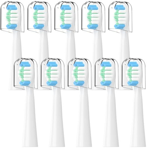 10 Stück Kompatibel mit Oral-B Pulsonic Elektrische Zahnbürste Schallzahnbürste Ersatz Zahnbürste Köpfe, für Oral-B Pulsonic Aufsteckbürsten, Mit Staubabdeckung,Weiß