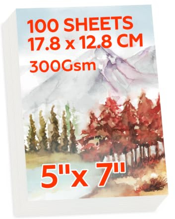 joibabe100 Sheets Watercolour Paper Bulk,140lb/300GSM Cold Press Thick Water Colour Paper Pad Drawing Painting Supplies Postcards for Artists Adults Kids Students for Wet Dry Mixed Media Sketch