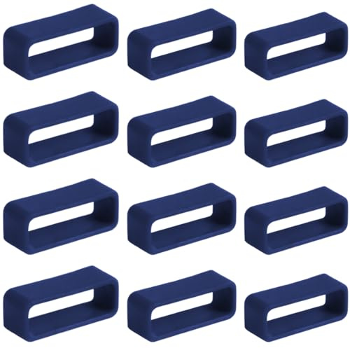 DOKRIN Correas para relojes de hombre, 12 anillos de silicona para correa de reloj de 18/20/22 mm anillos flexibles de repuesto para accesorios de reloj (azul oscuro)