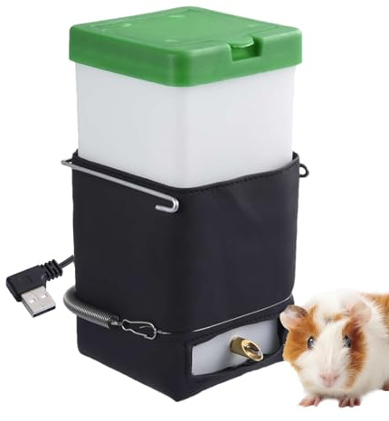 Borraccia riscaldata per piccoli animali, bevitore termostatico per conigli, porcellini d', criceti, anti-morso, a prova di perdite, con alimentazione USB, alimentatore per idratazione invernale