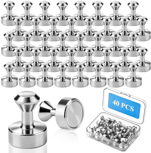 40 PCS Neodymium Magnets Strong, 16 x 12 mm Small Magnets | Strong Magnets for Fridge Whiteboard Iron Door, Silver
