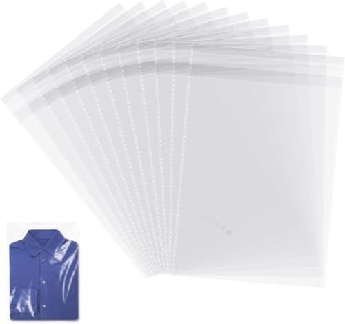 100 Packs A3 Self-adhesive Clear Bags, Cellophane Display Bags, Food Safe, OPP for Cookies, Cards, Envelopes, (12 x 16.5 Inches)