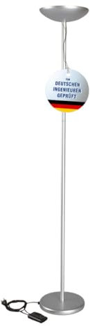 MAUL Halogen-Deckenfluter MAULsky | stufenlos dimmbar | Leselampe mit Fußschalter | Stehlampe für Wohnzimmer, Büro oder Arbeitszimmer | helle 2250 Lumen | Höhe: 183 cm | 8254095 | Silber