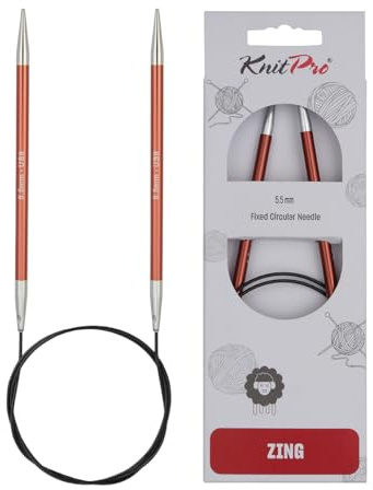 KnitPro 100 cm x 5,50 mm Aluminio Zing Fijo Circular para Tejer, Color marrón