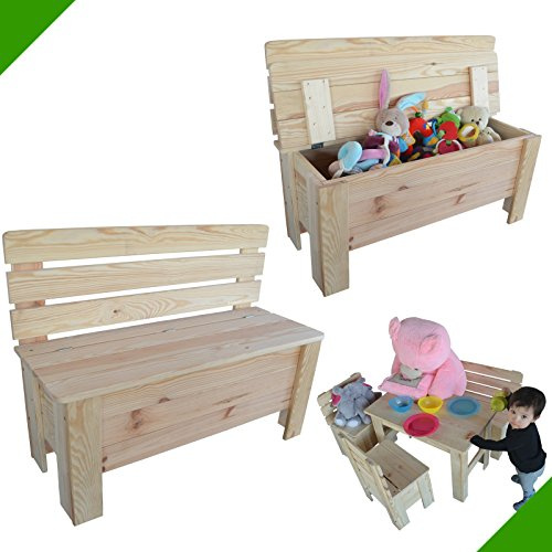 Banc pour enfant en bois de pin massif - Coffre multi-usages - Meuble en bois non traité - Coffre à jouets - Coffre à jouets