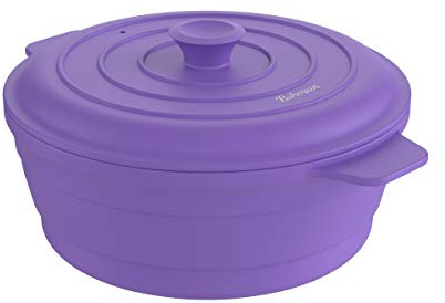 Bakerpan Silicone Microwave Steamer for Vegetables, Air Fryer Pot with Lid, Collapsible Silicone Steamer for Cooking, 64 Fl oz Capacity